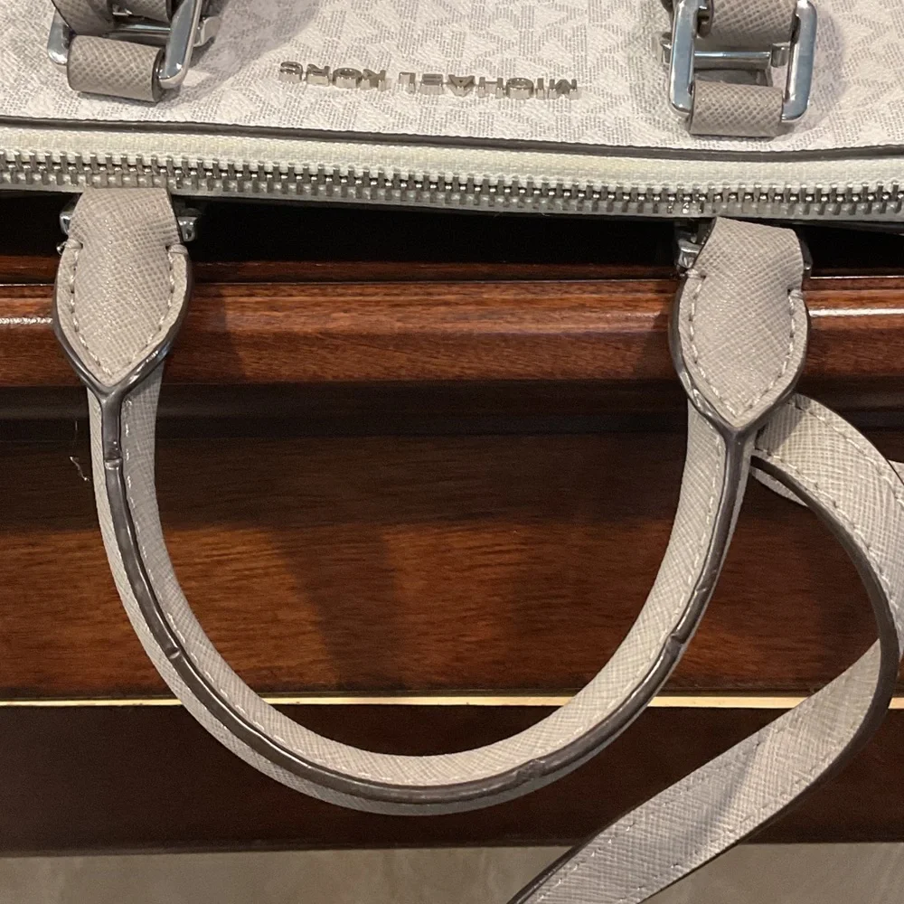 Michael Kors Two-Tone Light Gray & White Dome Satchel